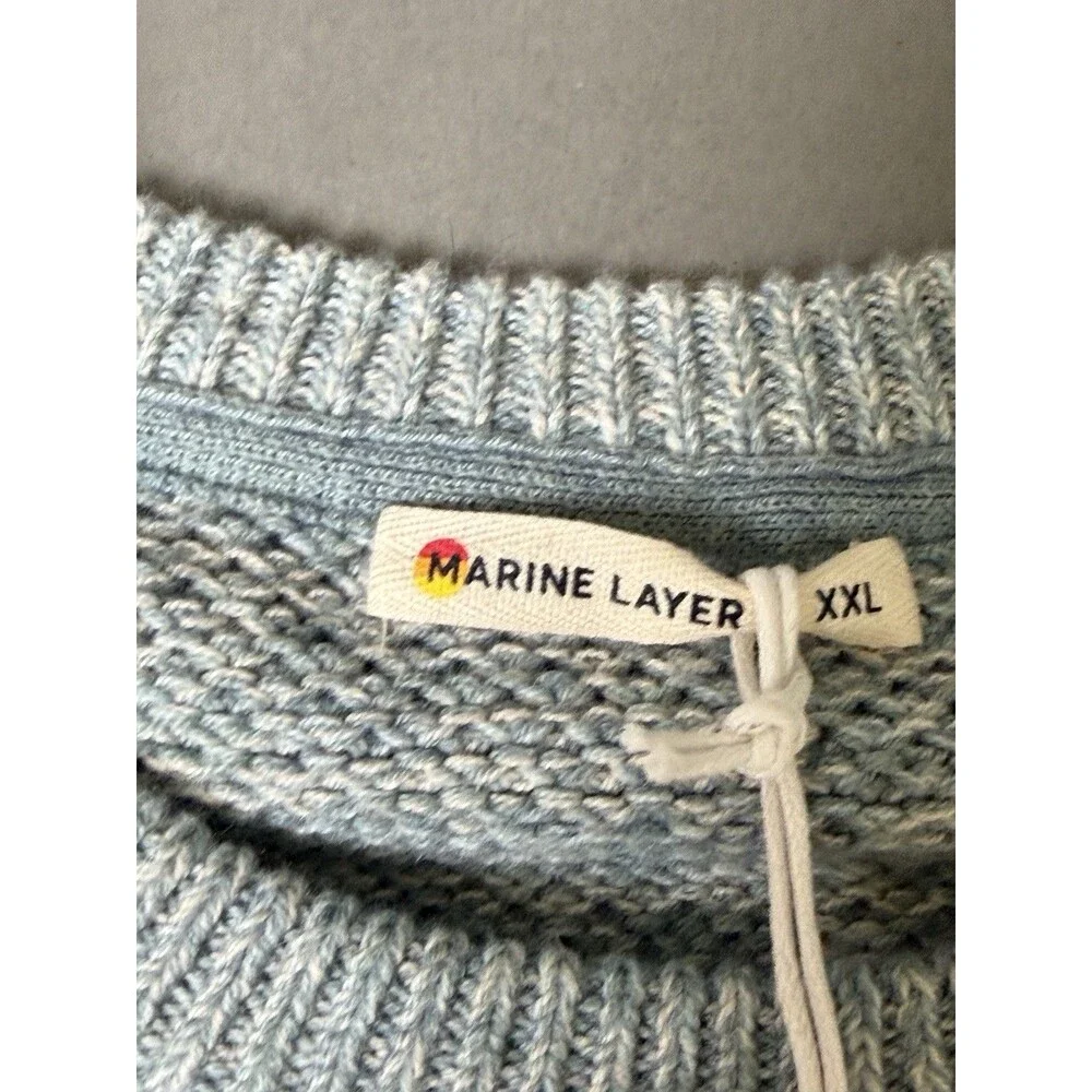 Marine Layer Men’s XXL NEW Marl Crew Neck Heavy Sweater Topaz NWT MSRP:$138